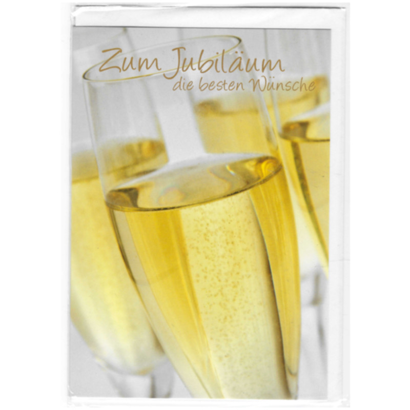 Grußkarte zum Jubiläum mit Sektgläsern Glückwunschkarte mit edlem Design